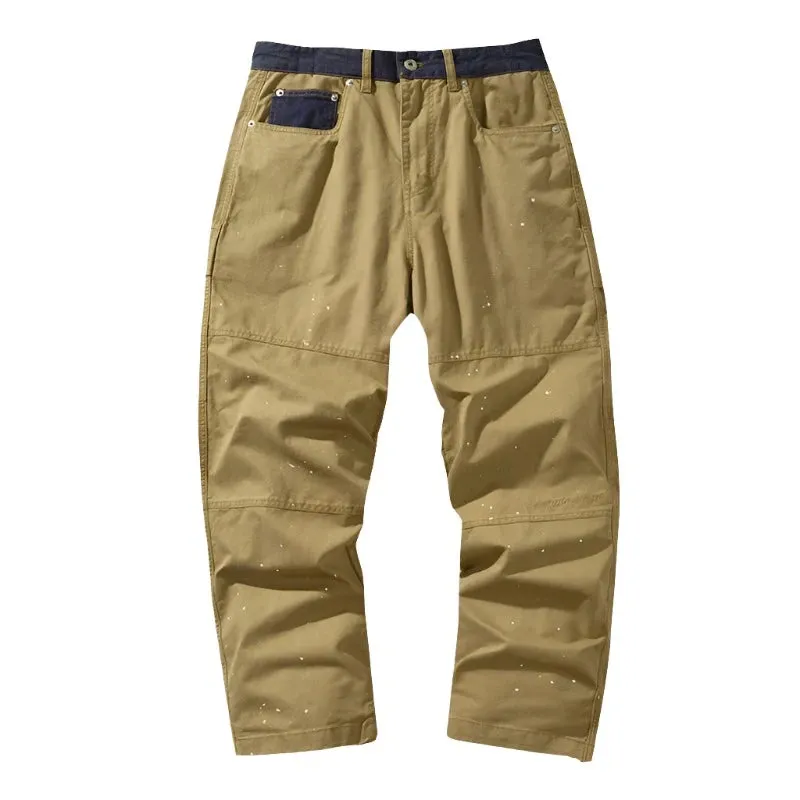 Contrast Waistband Paint Splash Workwear Cargo Pants