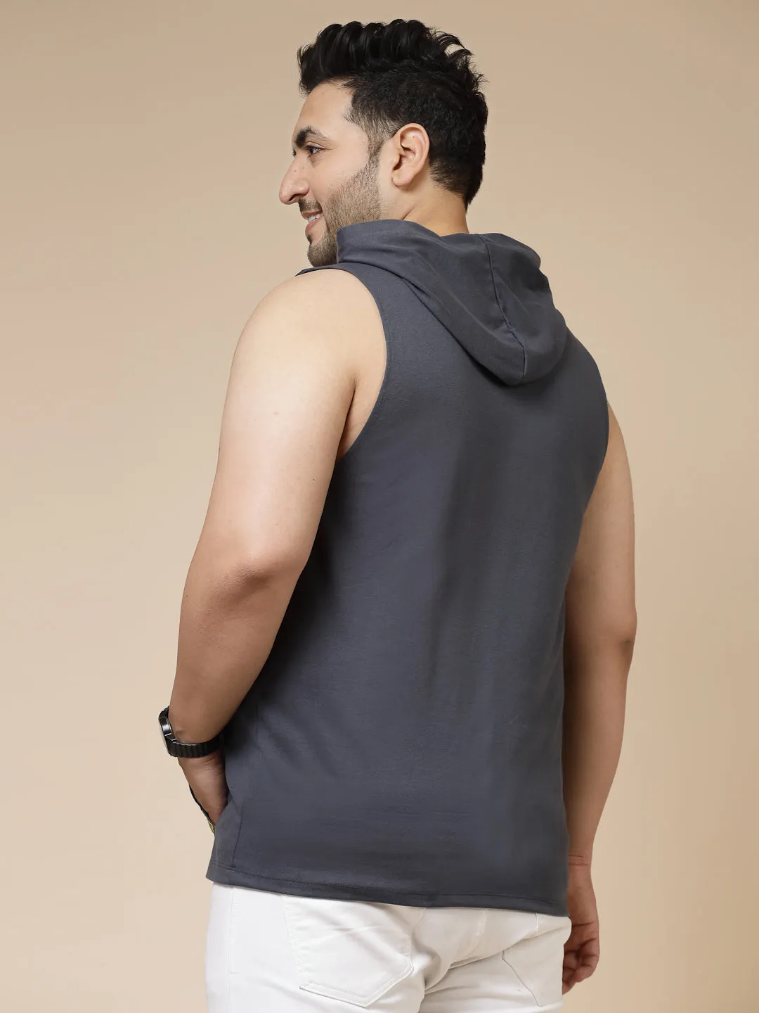 Cotton Canvas Typography Vest T-shirt