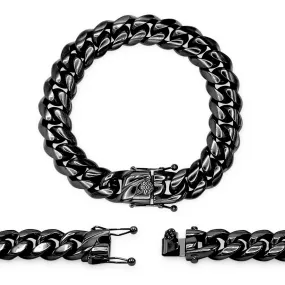 Cuban Link Chain Black Curb Bracelet 8.5" Stainless Steel Jewelry For Men