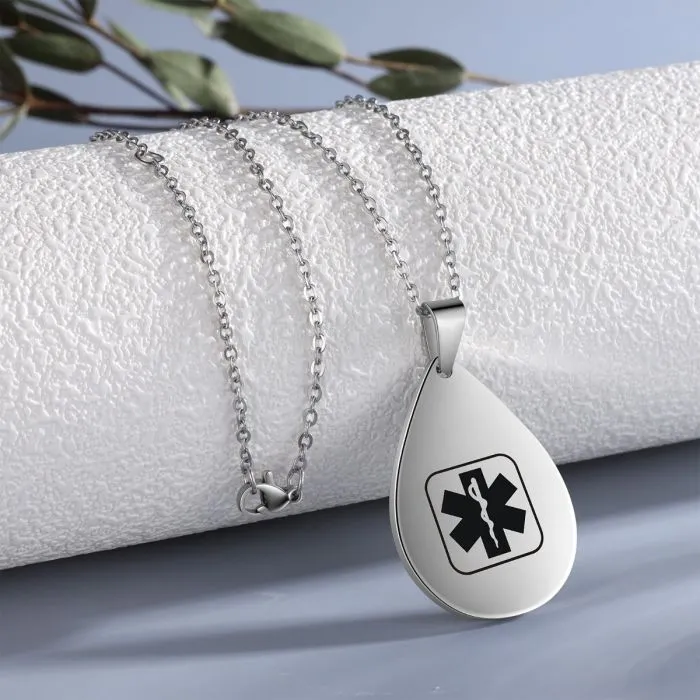 Custom Medical ID Necklace- Medical Alert Necklace For Men & Women