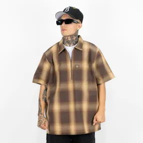 FB COUNTY Short Sleeve Checkered Zip Shirt