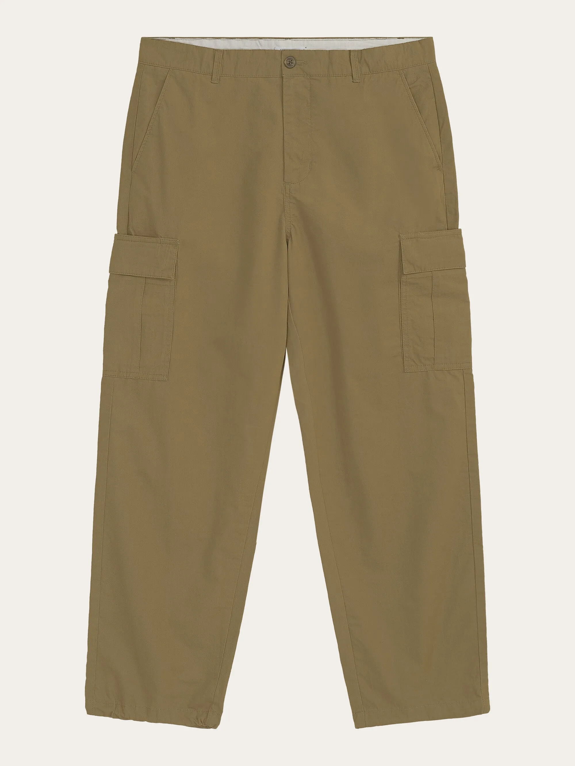 FIG loose cargo poplin pants - GOTS/Vegan - Burned Olive