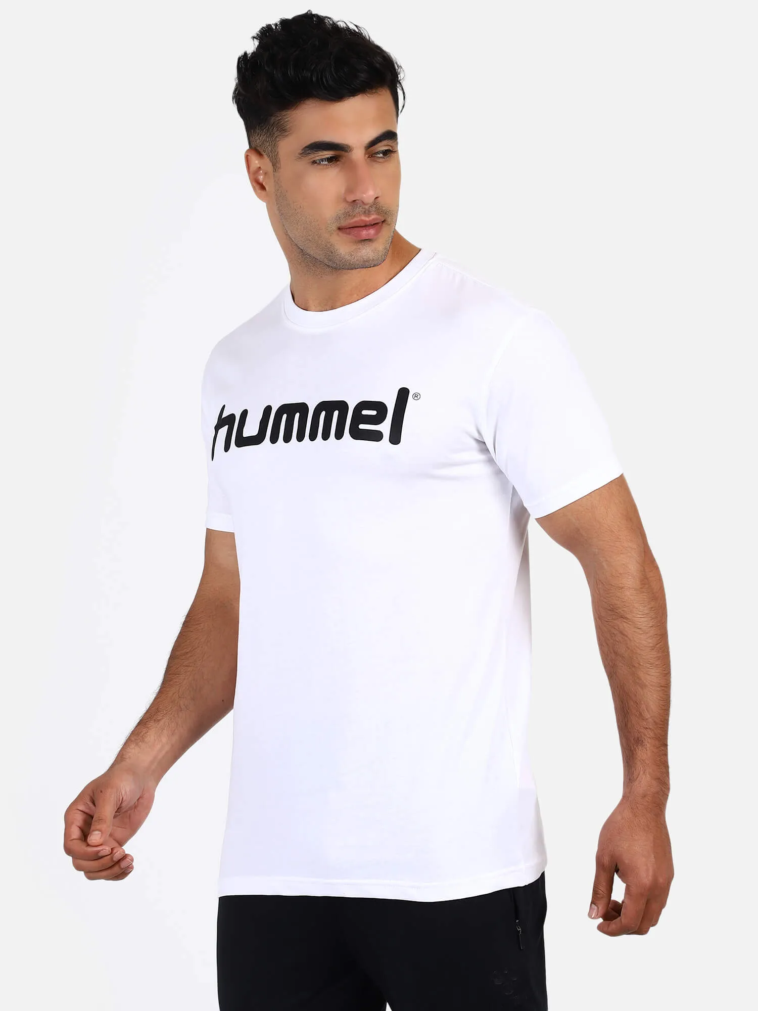 Go Men Cotton White Logo T-Shirt