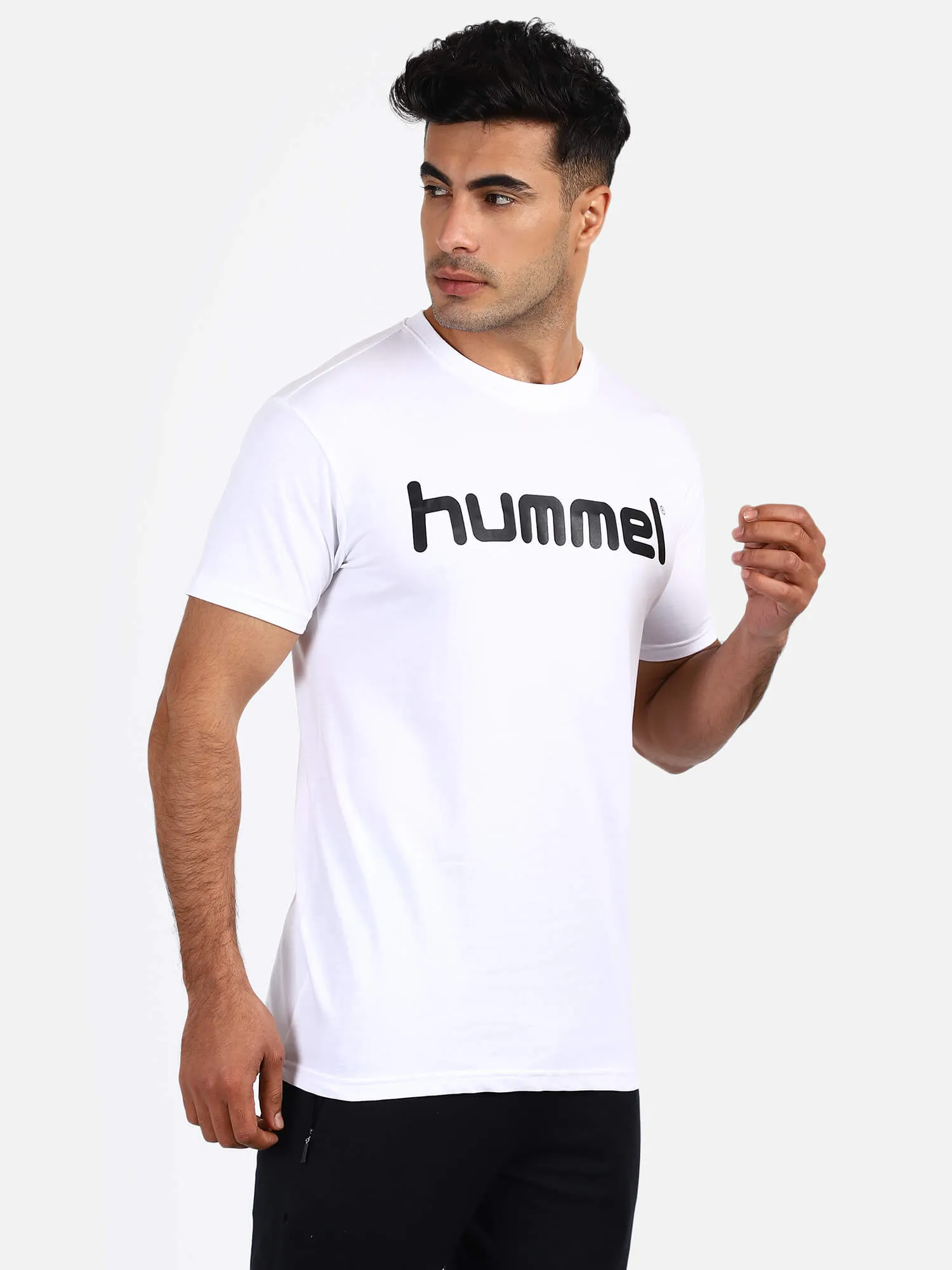 Go Men Cotton White Logo T-Shirt