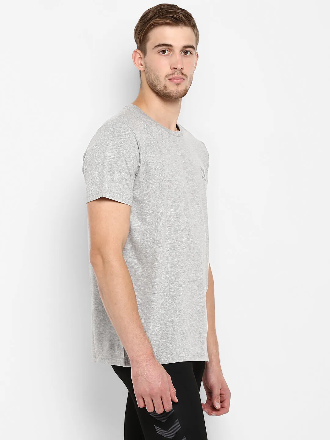 Jaxon Men Cotton Grey T-Shirt