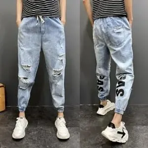 Jeans Men's Loose Stylish Motorcycle Style Korean Harlan All-match Harajuku Style Ins Beam Feet Casual Pants men jeans