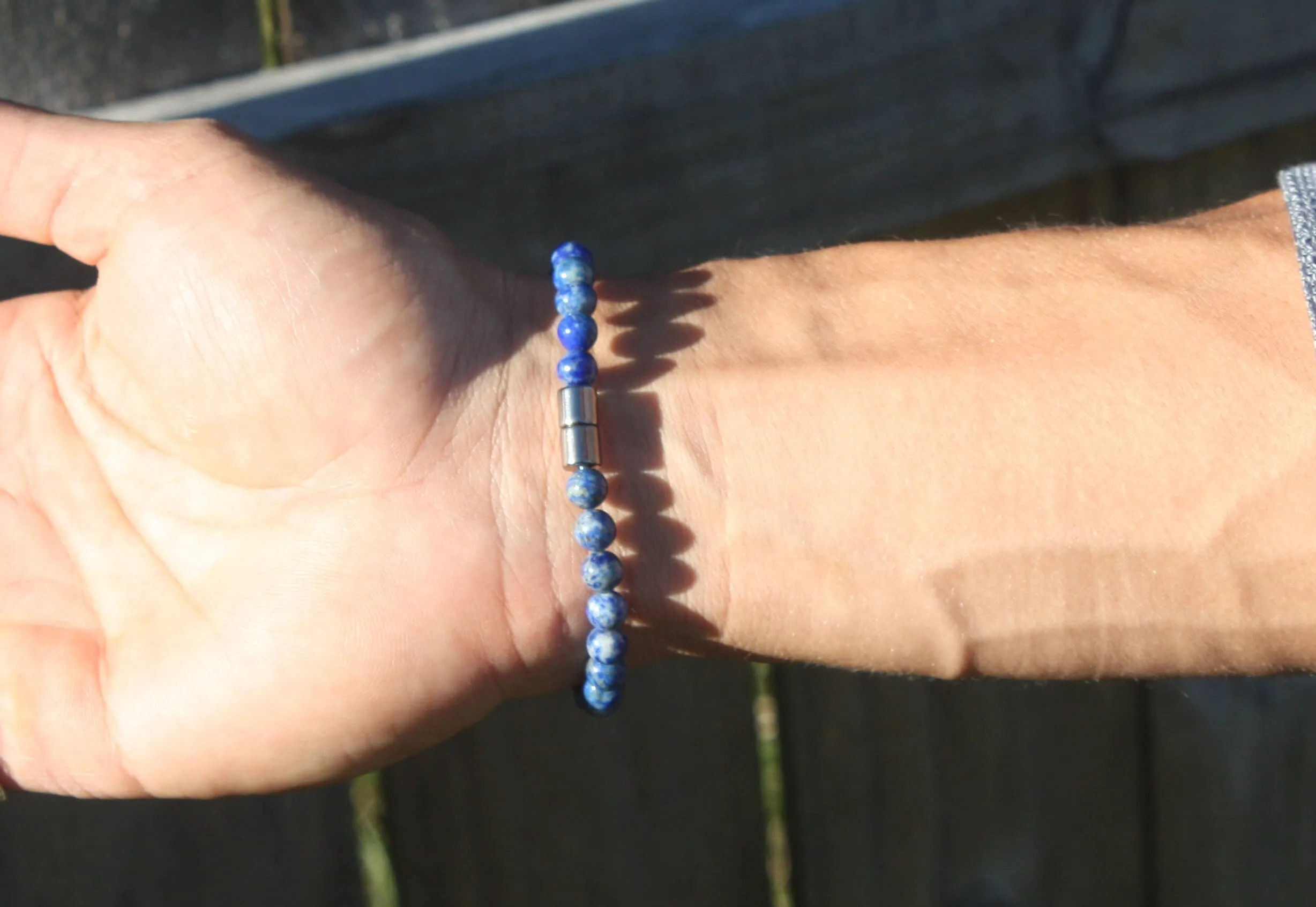 Lapis Lazuli Bracelet for Men/Women Energy Protection Bracelet with Magnetic Clasp - Intuition - Higher Learning