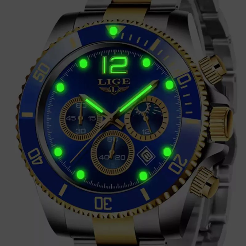 LIGE Men Quartz Wristwatch Top Brand Luxury Fashion