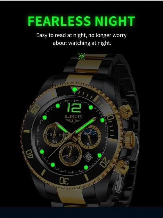 LIGE Men Quartz Wristwatch Top Brand Luxury Fashion