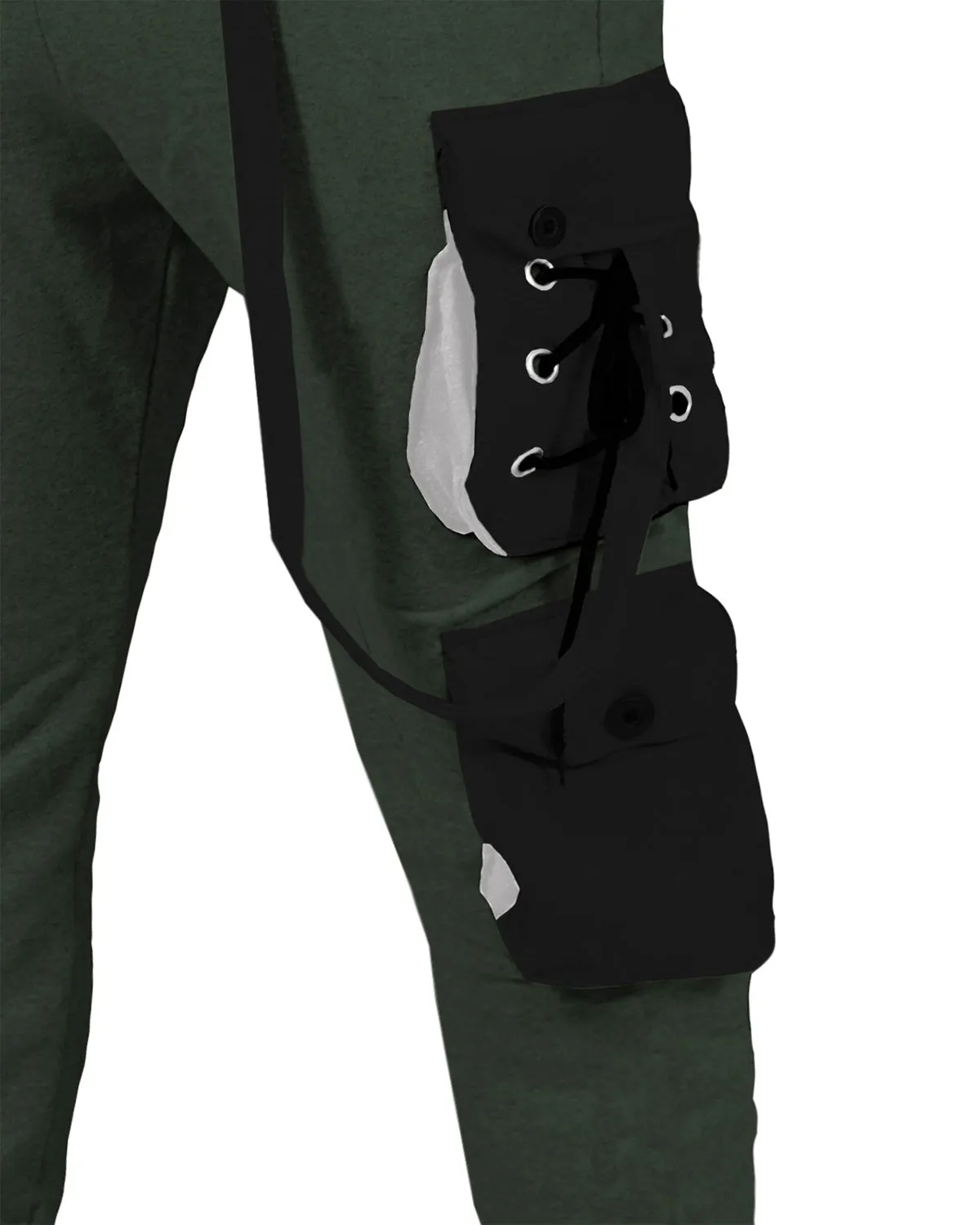 Men Olivegreen-Black Street Casual Fashion Jogger Pants