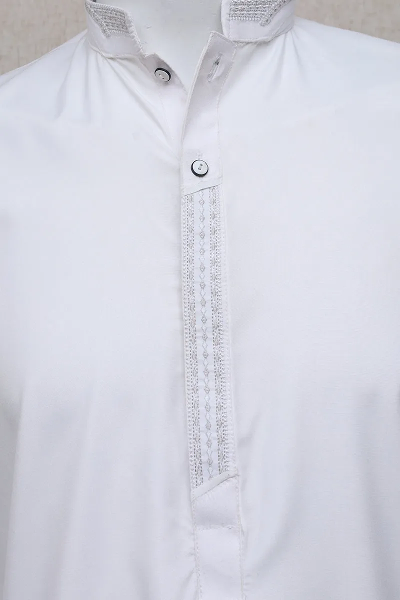 Men Premium Embroidered Shalwar Kameez White