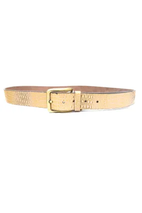 Men PU Texture Leather Belt Yellow