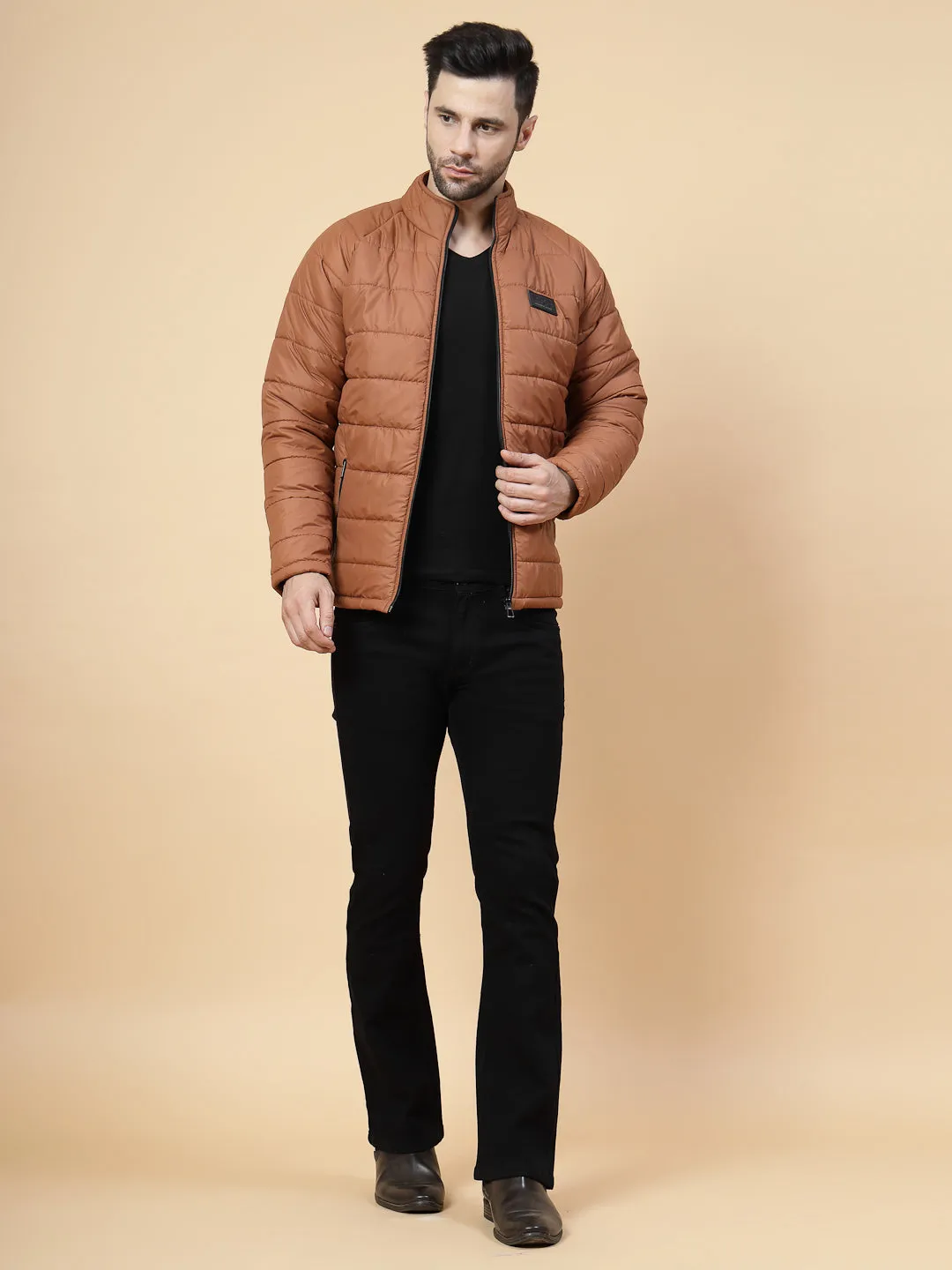 Men Solid Puffer Jacket