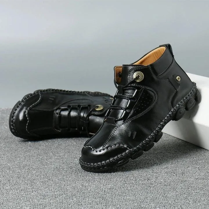 Men Vintage Hand Stitching Non Slip Soft Casual Leather Boots