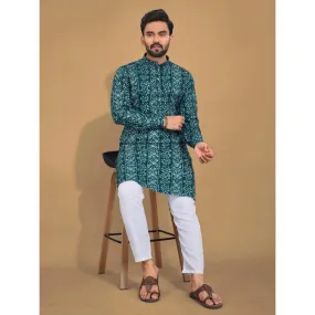 Men's Ethnic Cotton Blue Kurta Pajama Set