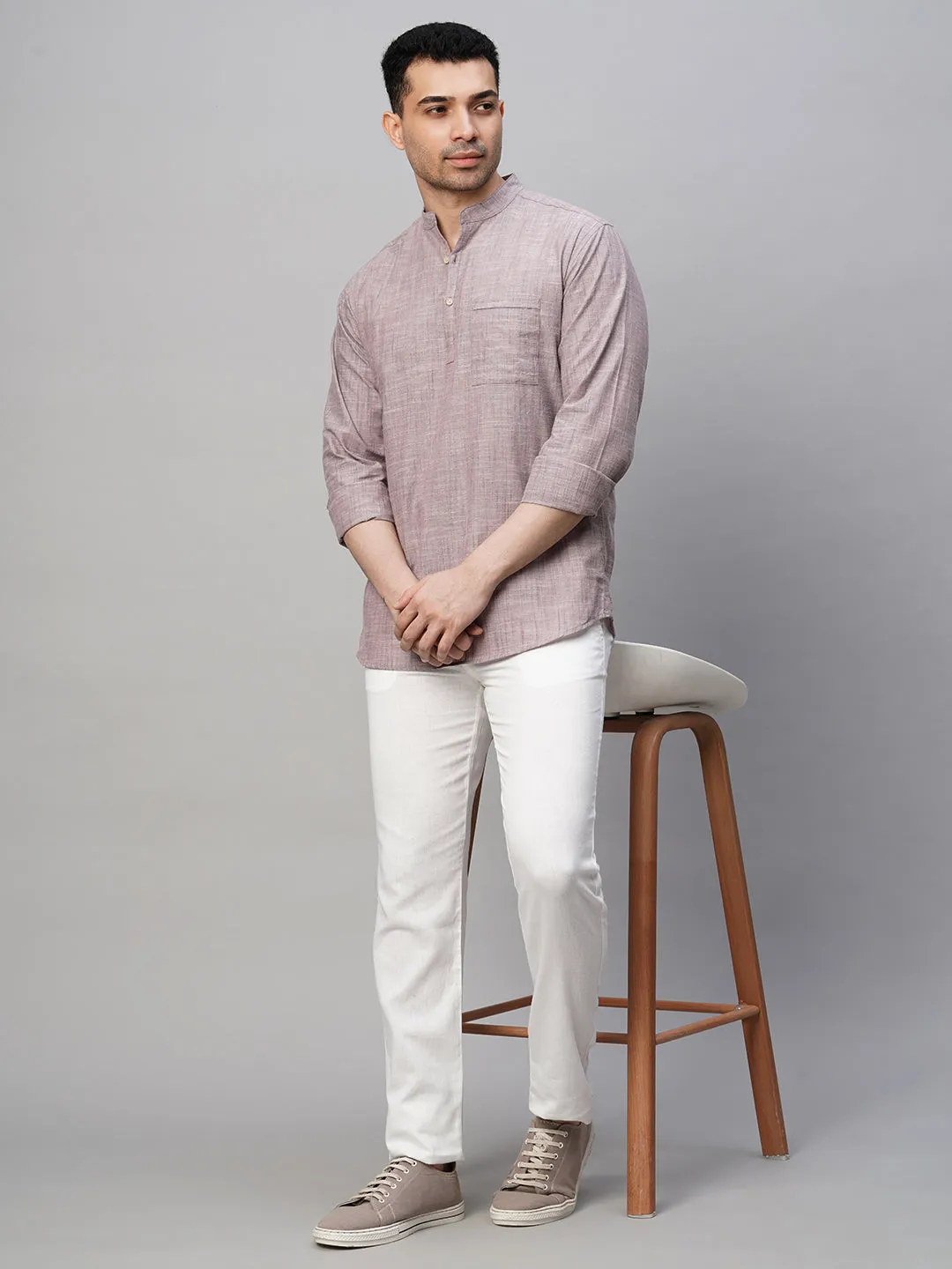 Men's Mauve Cotton Regular Fit Kurta Shirt