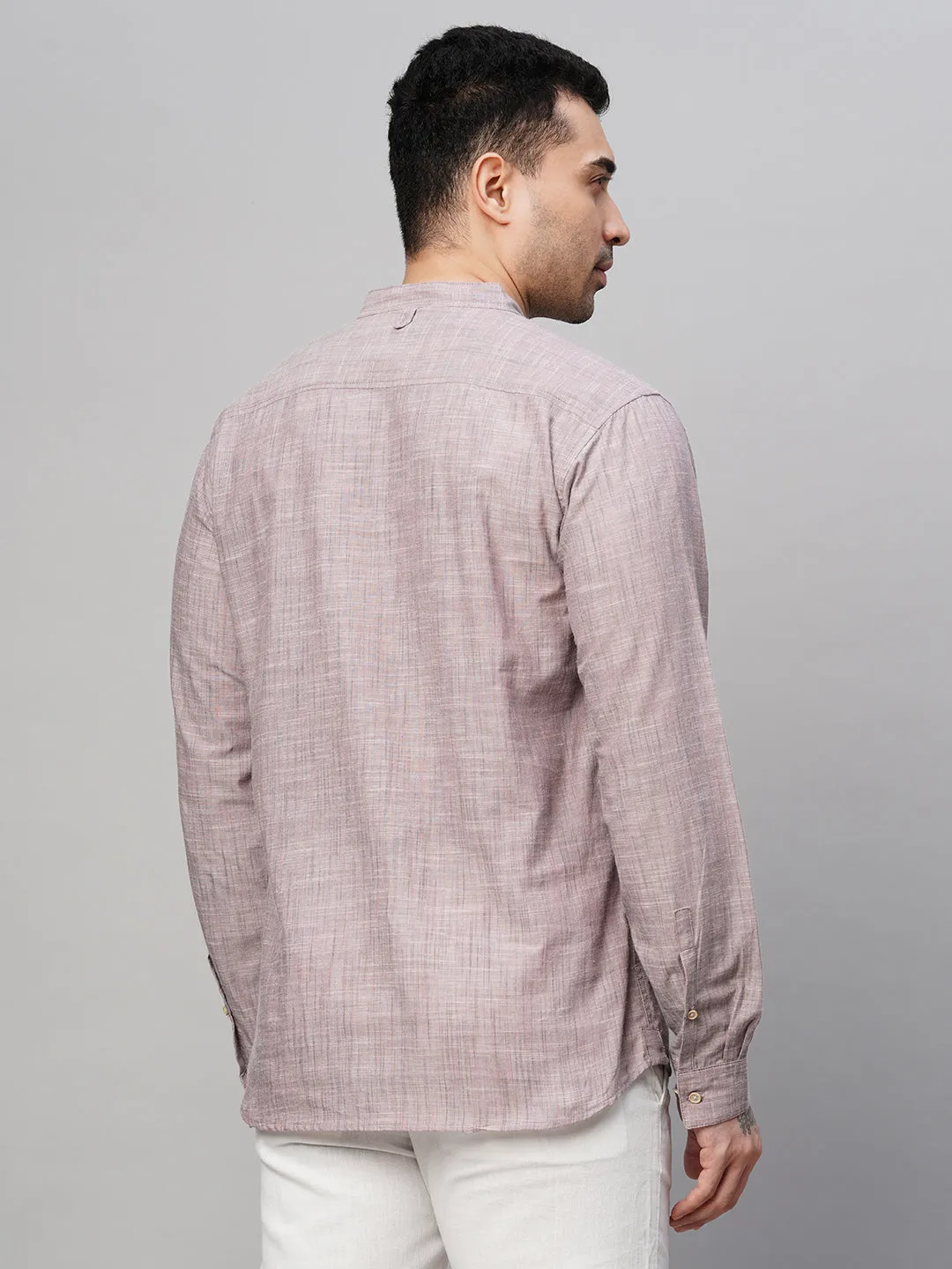 Men's Mauve Cotton Regular Fit Kurta Shirt