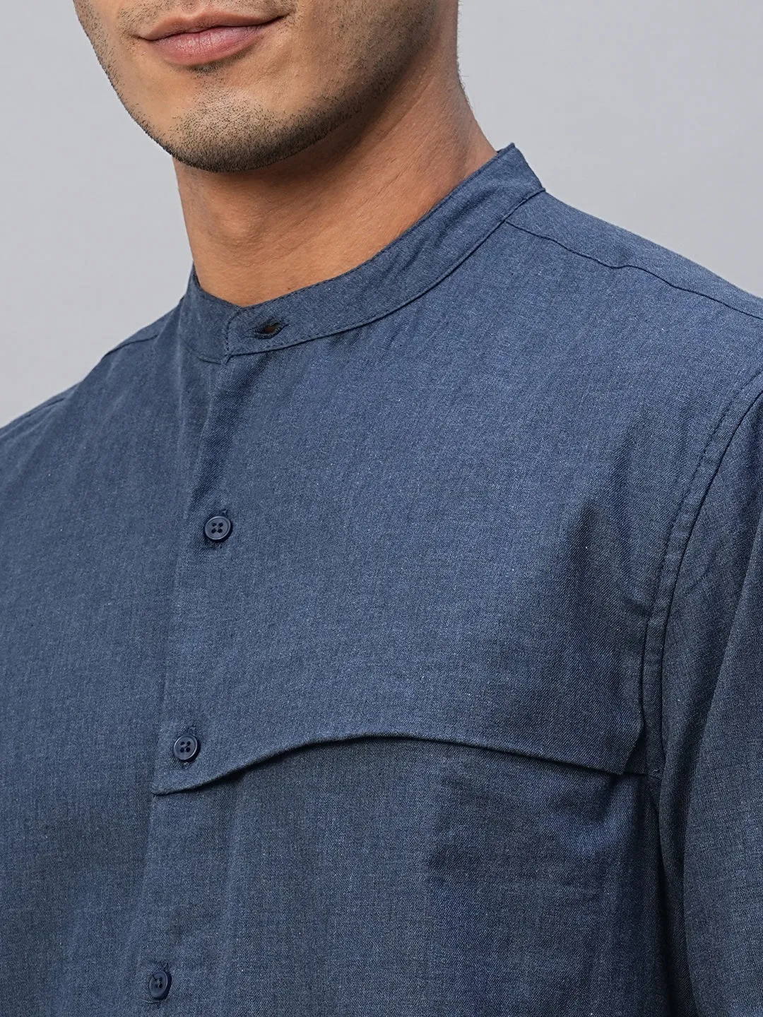 Men's Navy Cotton Regular Fit Shirt