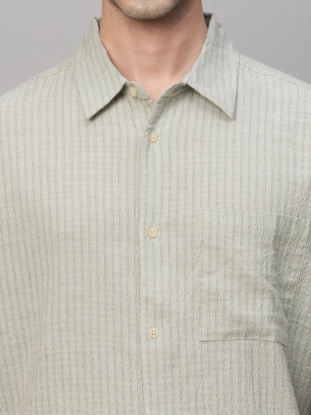 Men's Olive Cotton Viscose Regular Fit Shirt