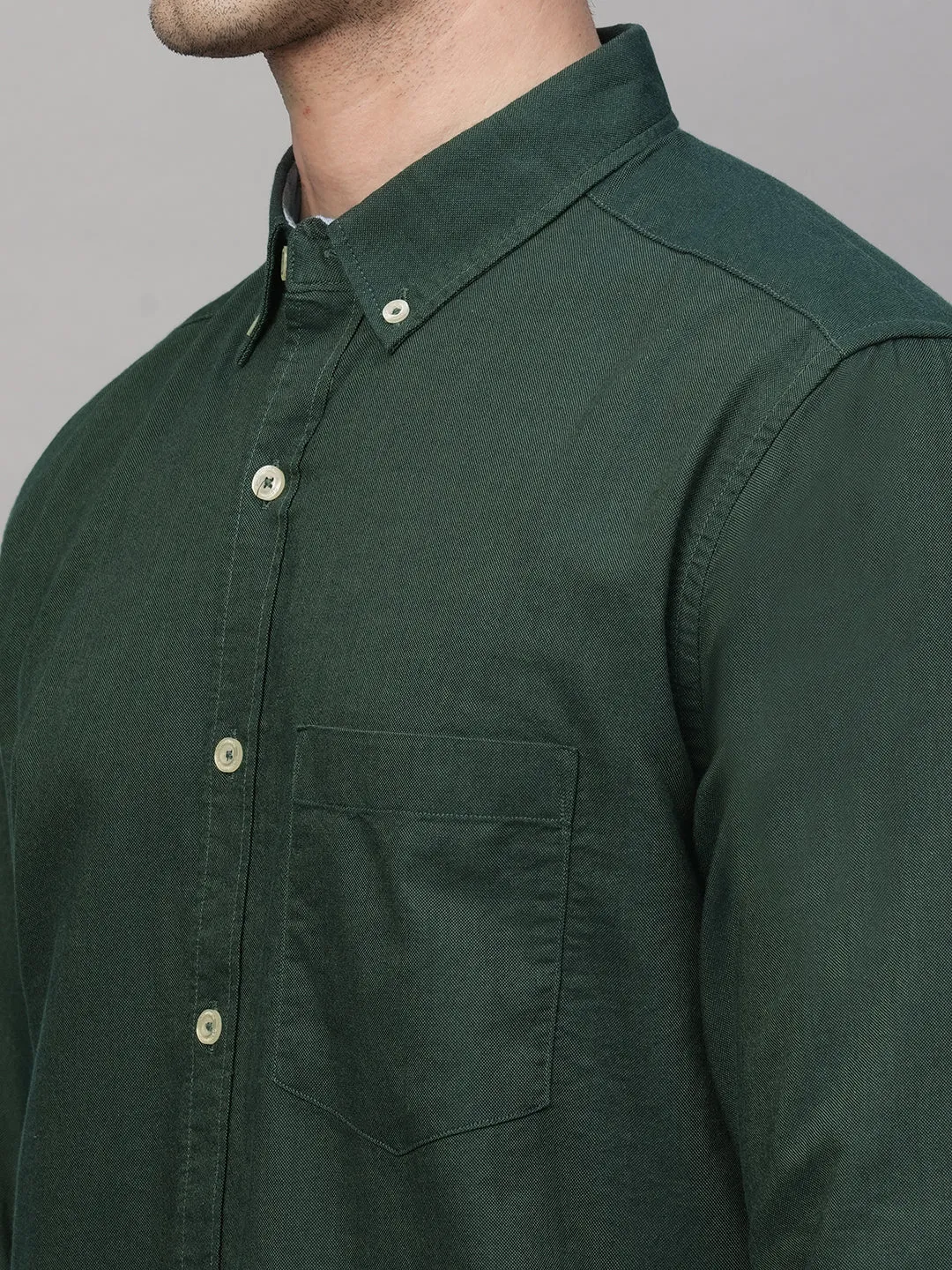 Men's Oxford  Olive Cotton Regular Fit Shirt