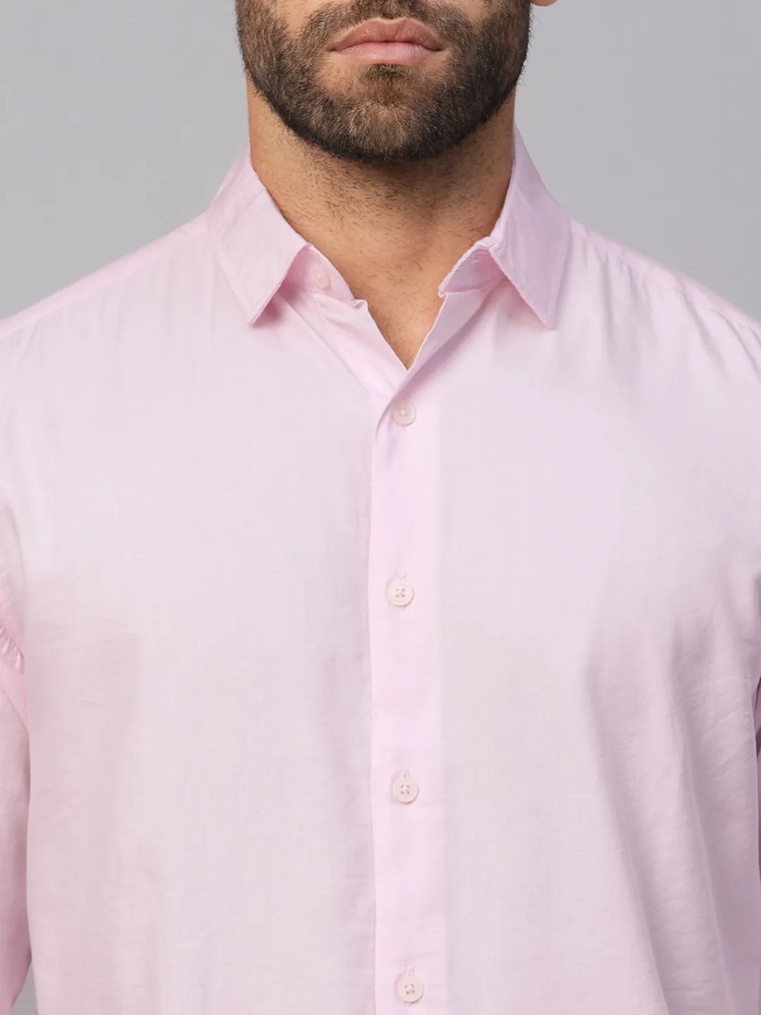 Men's Pink Cotton Modal Slim Fit Shirt