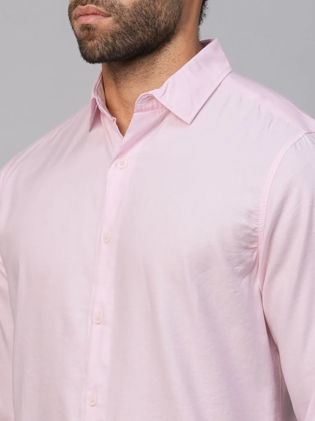 Men's Pink Cotton Modal Slim Fit Shirt