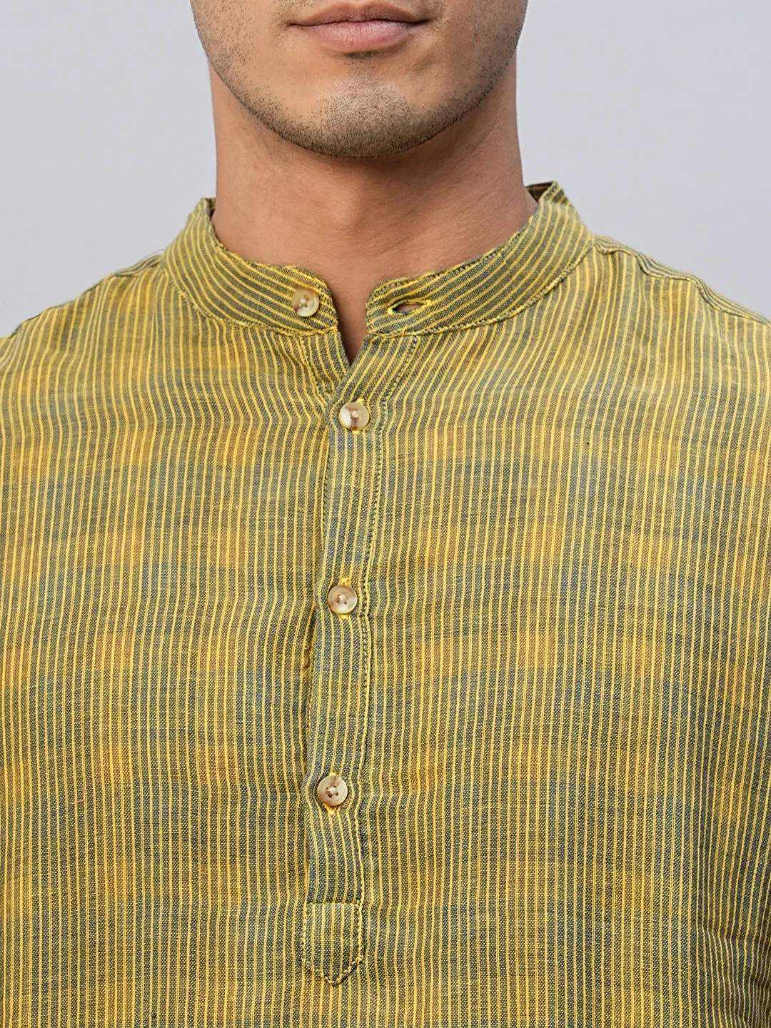 Men's Yellow Cotton Regular Fit Shirt