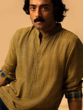 Men's Yellow Cotton Regular Fit Shirt