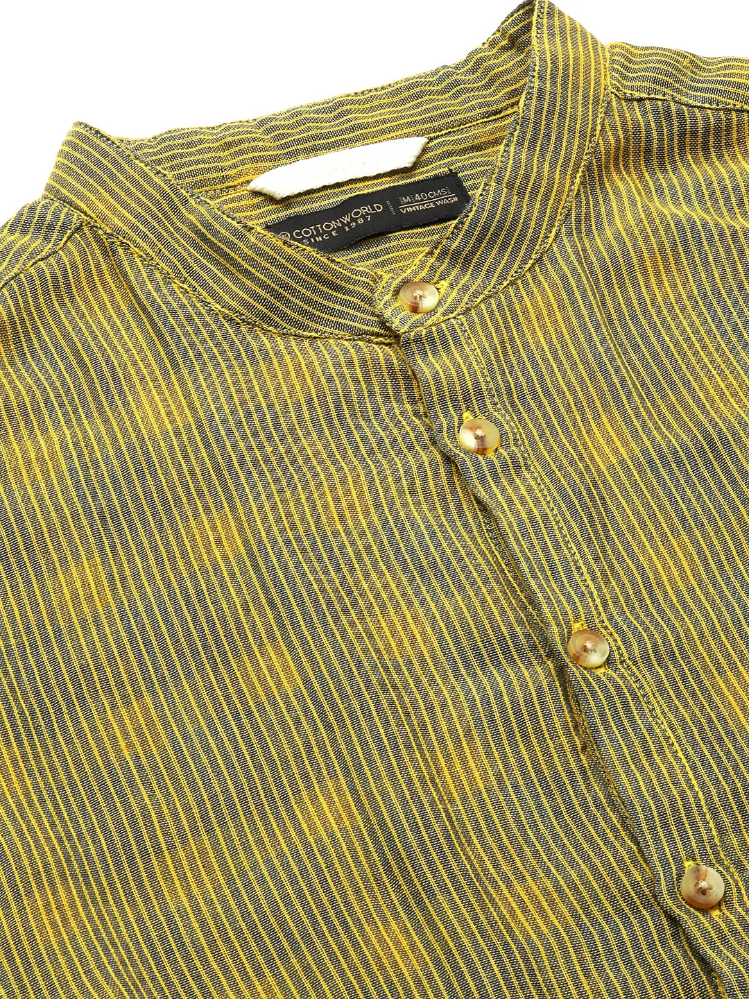 Men's Yellow Cotton Regular Fit Shirt