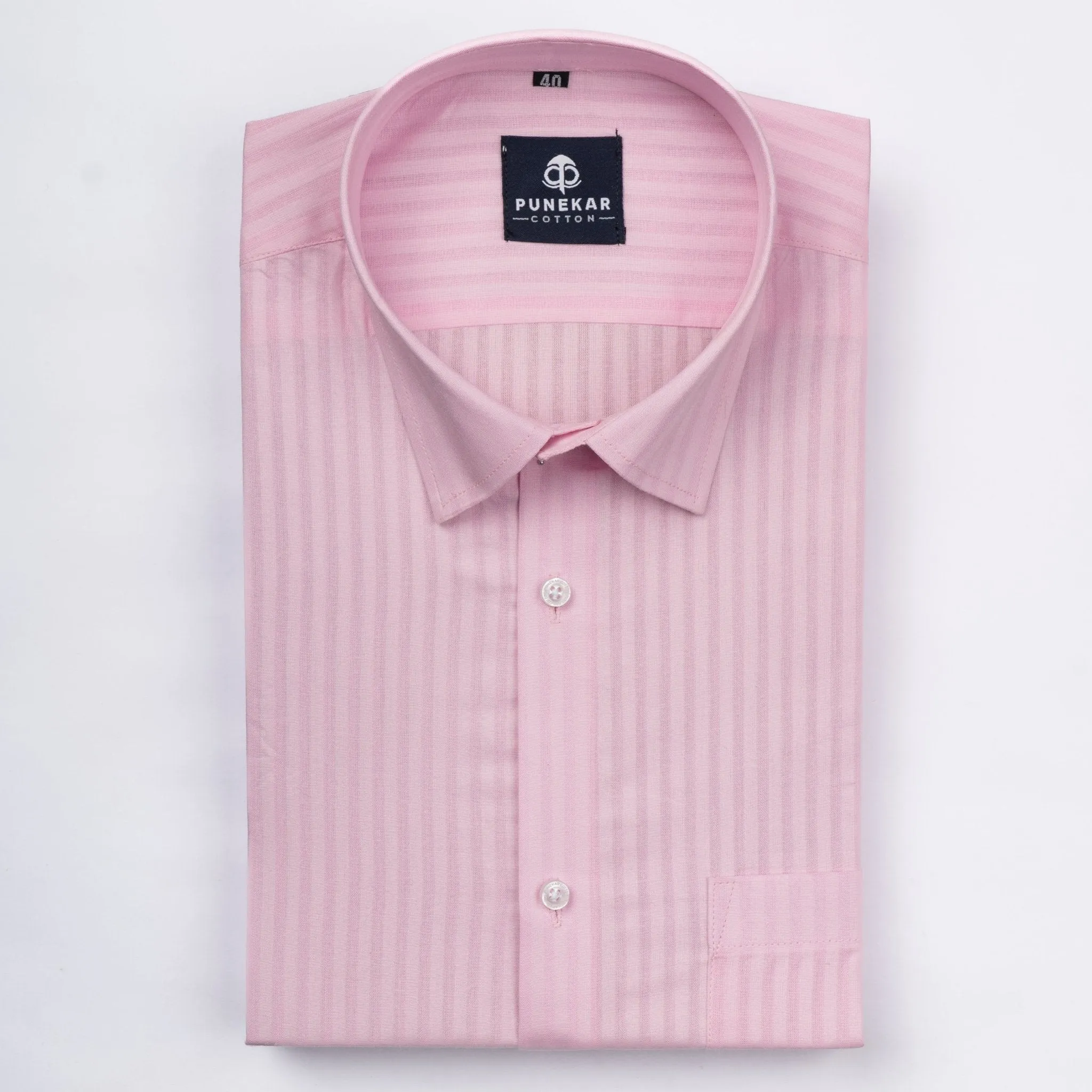 Pink Color vertical Cotton stripe Shirt For Men