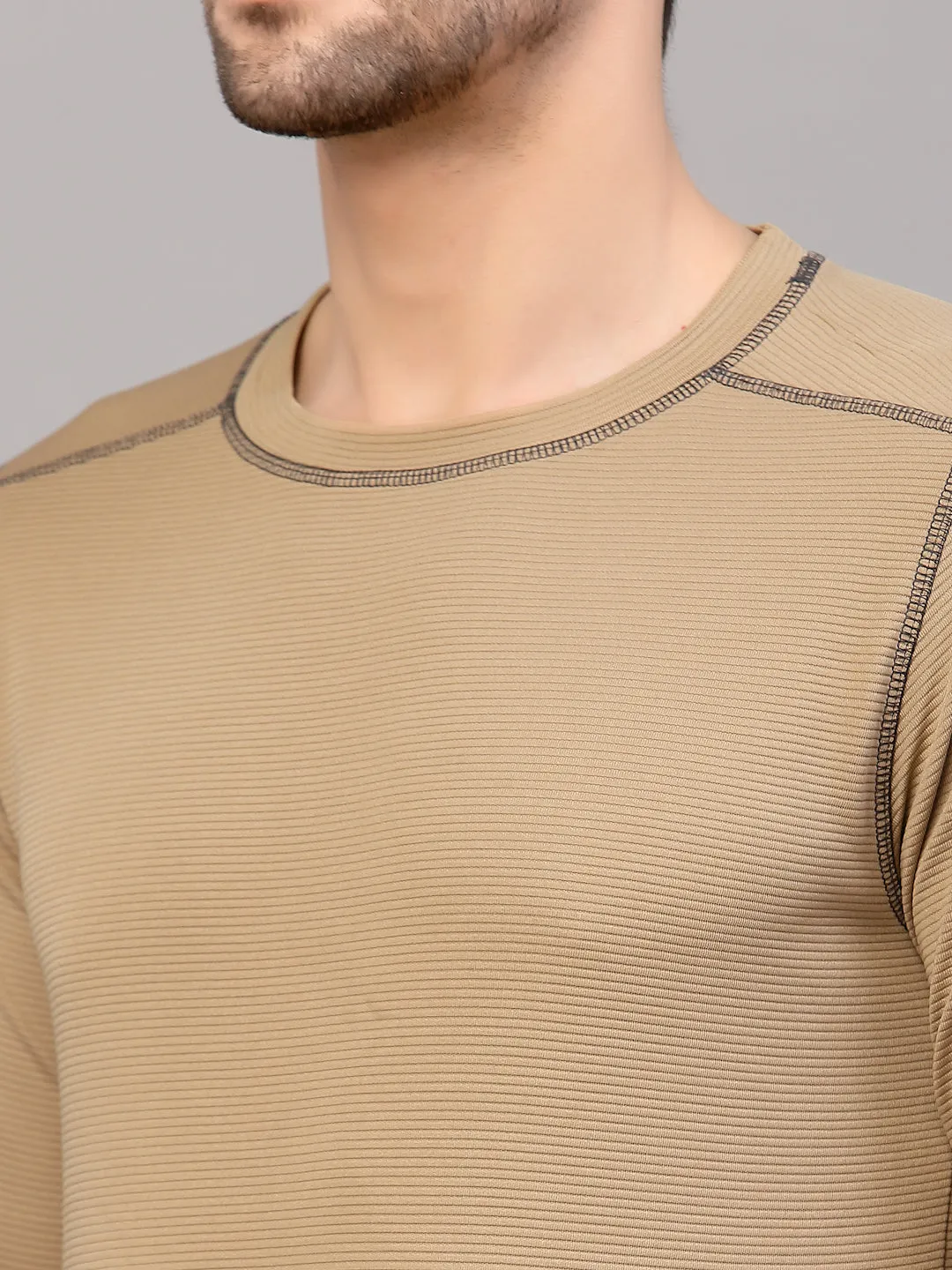 Poly Corduroy Round Neck T-Shirt