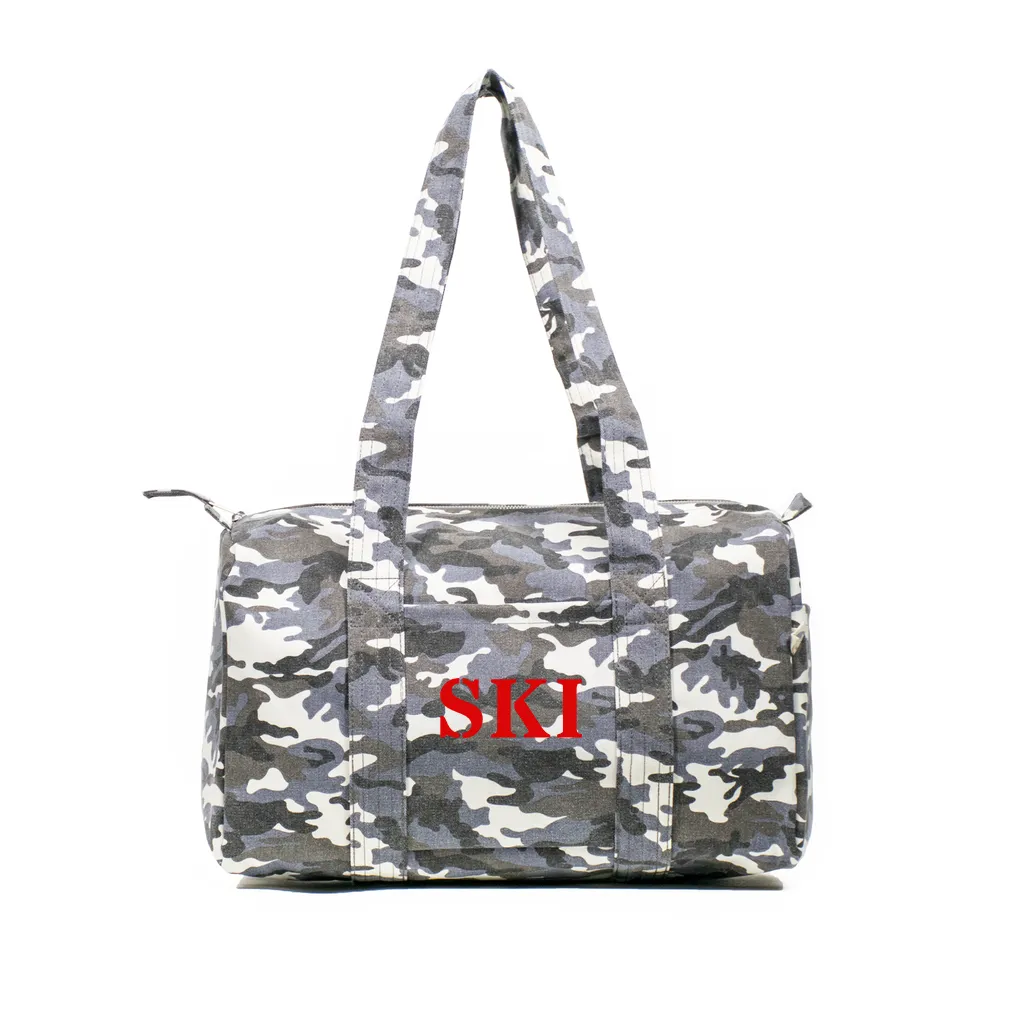 SKI Collection: Small Duffel Grey Camouflage with Red Matte SKI